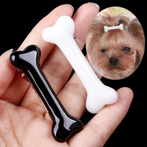 Bony-Fide Cute: Puppy & Kitten Bone-Shaped Hair Clips (Set of 2)