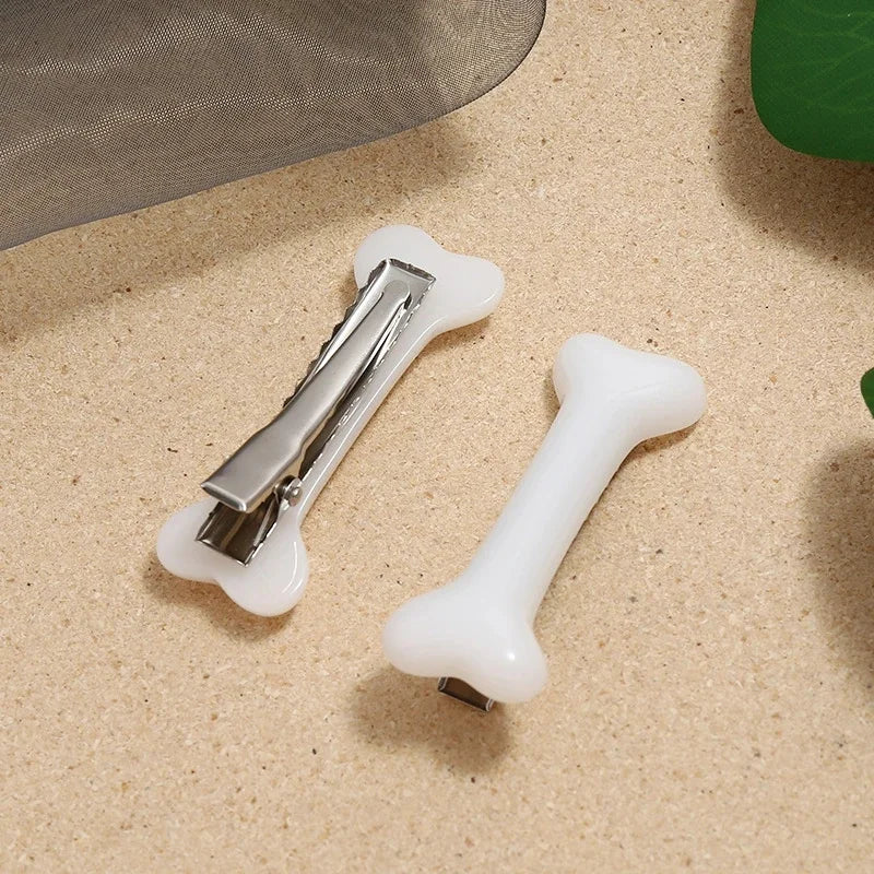 Bony-Fide Cute: Puppy & Kitten Bone-Shaped Hair Clips (Set of 2)